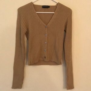 PrettyLittleThing Stone Button Front Cardigan